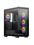 Vida Solus Black ARGB Gaming Case w/ Glass Side & Front, ATX, 4x ARGB Fans, 6-Port PWM ARGB Hub, USB-C