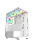 Vida Vetro White ARGB Gaming Case w/ Glass Front & Side, ATX, 3x ARGB Fans, 6-Port PWM ARGB Fan Hub & Remote Control