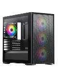 Vida Notus Black ARGB Gaming Case w/ Glass Side, Micro ATX, Mesh Front, 4x ARGB Fans, 6-Port PWM ARGB Hub, USB-C, Asus BTF Compatible