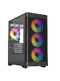 Vida Zephyr V2 Black ARGB Gaming Case w/ Glass Window, Micro ATX, 4x ARGB Fans, 6-Port PWM ARGB Fan Hub & Remote Control, Mesh Front