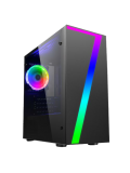 Spire Seven Micro ATX Gaming Case with Window, No PSU, RGB Fan & Front Strip with Control Button, Acrylic Side Panel