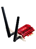 Asus (PCE-AC56) AC1300 (400+867) Wireless Dual Band PCI Express Adapter, 2 Antennas, External Base - Red