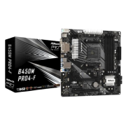 Asrock B450M PRO4-F, AMD B450, AM4, Micro ATX, 4 DDR4, XFire, VGA, DVI, HDMI, M.2