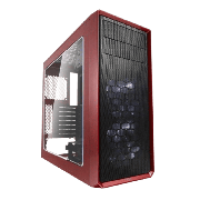 Fractal Design Focus G (Mystic Red) Gaming Case w/ Clear Window, ATX, 2 White LED Fans, Kensington Bracket, Filtered Front, Top & Base Air Intakes