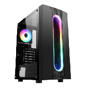 Spire Sauron ARGB Gaming Case w/ Glass Window, ATX, ARGB Strips w/ IC connection, 1 ARGB Fan, Mesh Top & Front Cut-Out