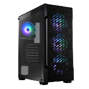Spire Crossfire Gaming Case w/ Glass Window/ATX/ 4 ARGB Fans/LED Button/PSU Shroud/High Airflow Front/Mesh Top