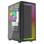 Vida Apeiron Black ARGB Gaming Case w/ Glass Side & Infinity Effect Front, ATX, 3x ARGB Fans, 6-Port Fan Hub & Remote Control