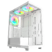 Vida Vetro White ARGB Gaming Case w/ Glass Front & Side, ATX, 3x ARGB Fans, 6-Port PWM ARGB Fan Hub & Remote Control