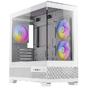 Antec CX500M RGB Gaming Case w/ Glass Side & Front, Micro ATX, 3x RGB Fans, LED Button, 410mm GPU Support, USB-C, White