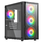 Vida Lucid Black ARGB Gaming Case w/ Glass Front & Side, Micro ATX, 4x ARGB Infinity Fans