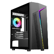 Alpha Black Micro-ATX PC Gaming Case with 1 x ARGB LED Strip and 1 x 120mm Three-Sided Infinity ARGB 4pin PWM Fan