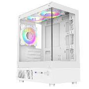 Celsius White Micro-ATX Gaming Case with Tempered Glass Front and Side Panels with 3 x CiT Celsius Dual-Ring Infinity Fans