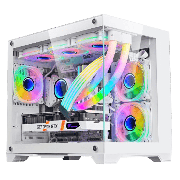 Concept White MATX Gaming Cube with Tempered Glass Front and Side Panels with 3 x CiT Tornado Dual-Ring Infinity Fans