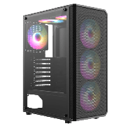 Delta Black ATX Gaming Case with Mesh ABS Front 30 Tinted Tempered Glass Side 6 x Inner-Ring ARGB Fans 6-Port MB Sync Hub