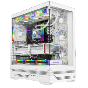 Destiny White ATX Gaming Case With Two-Sided Tempered Glass and 4 x 120mm Infinity PWM ARGB Fans With 6-Port Hub Included