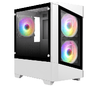 Level 1 White Micro-ATX PC Gaming Case with 3 x 120mm RGB Rainbow Fans Included With 30 Percent Tempered Glass Panels