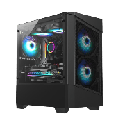 Level 1 Black Micro-ATX Mesh PC Gaming Case with 3 x 120mm RGB Rainbow Fans Included With Tempered Glass Side Panel