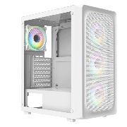 Orion White ATX Gaming Case with Mesh Front and Tempered Glass Side 6-Port PWM Hub and 4 x CiT Tornado Dual-Ring Infinity Fans