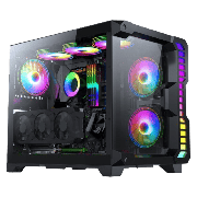 Pro Android X Gaming Cube Black Case with 3 x 120mm Infinity ARGB Fans 1 x 6-Port Fan Hub Tempered Glass Front and Side Panels