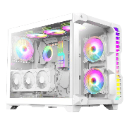 Pro Android X Gaming Cube White Case with 3 x 120mm Infinity ARGB Fans 1 x 6-Port Fan Hub Tempered Glass Front and Side Panels
