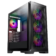 Pro Creator XE Mid-Tower E-ATX PC Black Gaming Case With Mesh Front Panel and Tempered Glass Side Panel 1 x USB3.0 2 x USB2.0