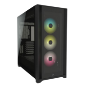 Corsair iCUE 5000X RGB Gaming Case w/ 4x Tempered Glass Panels, E-ATX, 3 x AirGuide RGB Fans, Lighting Node CORE included, USB-C,Black