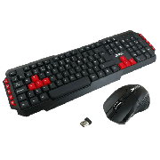 Brand New Jedel WS880 Wireless Gaming Desktop Kit, Nano USB, Multimedia Keyboard with Red Colour Coded Keys, 800-2000 DPI Mouse