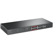 TP-Link (TL-SL1218MP) 16-Port 10/100Mbps + 2-Port GB Unmanaged PoE Switch, 2 combo GB SFP Slots, 16-Port PoE