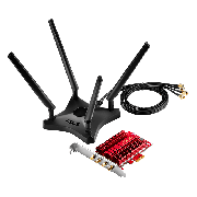 Asus (PCE-AC88) AC3100 (1000 + 2167) Wireless Dual Band PCI-Express Adapter, 4 Antennas, External Base