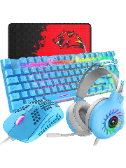 Gaming Combo 4-in-1/88 Keys Compact Rainbow Backlit Mechanical Feel Keyboard/Lightweight Gaming Mouse/Stereo Headset