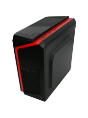 Spire F3 Micro ATX Gaming Case with Windows, No PSU, Red LED Fan, Black with Red Stripe, Card Reader