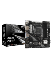 Asrock B450M PRO4-F, AMD B450, AM4, Micro ATX, 4 DDR4, XFire, VGA, DVI, HDMI, M.2