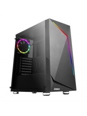 Antec NX300 ATX Gaming Case with Window, No PSU, Tempered Glass, ARGB Rear Fan & Front ARGB LED Strip, LED Control Button, Black