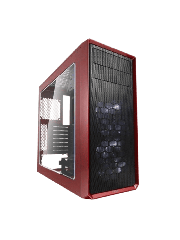 Fractal Design Focus G (Mystic Red) Gaming Case w/ Clear Window, ATX, 2 White LED Fans, Kensington Bracket, Filtered Front, Top & Base Air Intakes