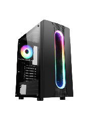 Spire Sauron ARGB Gaming Case w/ Glass Window, ATX, ARGB Strips w/ IC connection, 1 ARGB Fan, Mesh Top & Front Cut-Out