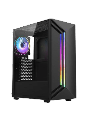 Vida Apollo Black ARGB Gaming Case w/ Glass Window, ATX, Rear ARGB Fan, Front LED Strips