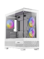Antec CX500M RGB Gaming Case w/ Glass Side & Front, Micro ATX, 3x RGB Fans, LED Button, 410mm GPU Support, USB-C, White