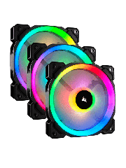 Corsair LL120 12CM PWM RGB Case Fan X3, 16 LED RGB Dual Light Loop, Hydraulic Bearing, 3-Pack - Black with RGB LEDs