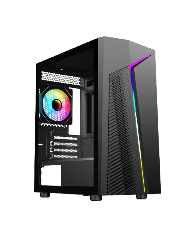 Carisma Black ATX Gaming Case with Mesh and ABS Front and Tempered Glass Side Panel with 6 x ARGB Fans and 6-Port MB Sync Hub