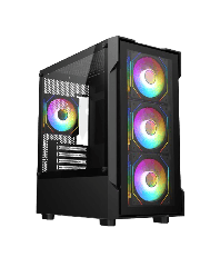 Bolt Black Micro-ATX Gaming Case With 4 x 120mm ARGB Infinity Fans and Tempered Glass Panels With 30 Percent Tint