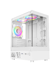 Celsius White Micro-ATX Gaming Case with Tempered Glass Front and Side Panels with 3 x CiT Celsius Dual-Ring Infinity Fans