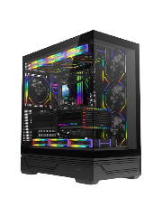 Destiny Black ATX Gaming Case With Two-Sided Tempered Glass and 4 x 120mm Infinity PWM ARGB Fans With 6-Port Hub Included