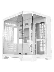 DS240 White Micro-ATX Gaming Case With Dual Chamber Panoramic Tempered Glass With 6 Port PWM Hub