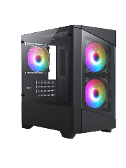 Level 1 Black Micro-ATX PC Gaming Case with 3 x 120mm RGB Rainbow Fans Included With Tempered Glass Front and Side Panel