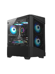 Level 1 Black Micro-ATX Mesh PC Gaming Case with 3 x 120mm RGB Rainbow Fans Included With Tempered Glass Side Panel