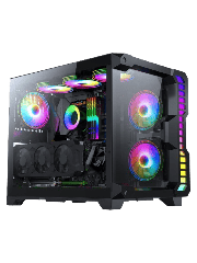 Pro Android X Gaming Cube Black Case with 3 x 120mm Infinity ARGB Fans 1 x 6-Port Fan Hub Tempered Glass Front and Side Panels