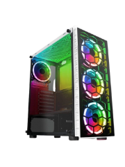 Spire Raider ATX Gaming Case with Window, No PSU, Front & Back RGB Fans with Remote, Tempered Glass, PCB Hub