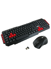 Brand New Jedel WS880 Wireless Gaming Desktop Kit, Nano USB, Multimedia Keyboard with Red Colour Coded Keys, 800-2000 DPI Mouse
