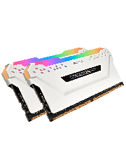 Corsair Vengeance RGB Pro 16GB Memory Kit (2 x 8GB), DDR4, 3200MHz (PC4-25600), CL16, XMP 2.0, White