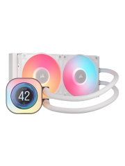 Corsair iCUE LINK TITAN 240 RX LCD RGB Liquid CPU Cooler, RX120 RGB Magnetic Dome Fans, Personalised LCD Screen, iCUE LINK Hub Included, White